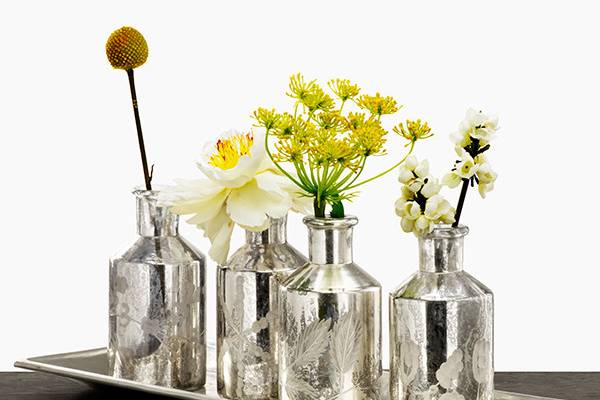 Mercury Glass Vases on Tray
