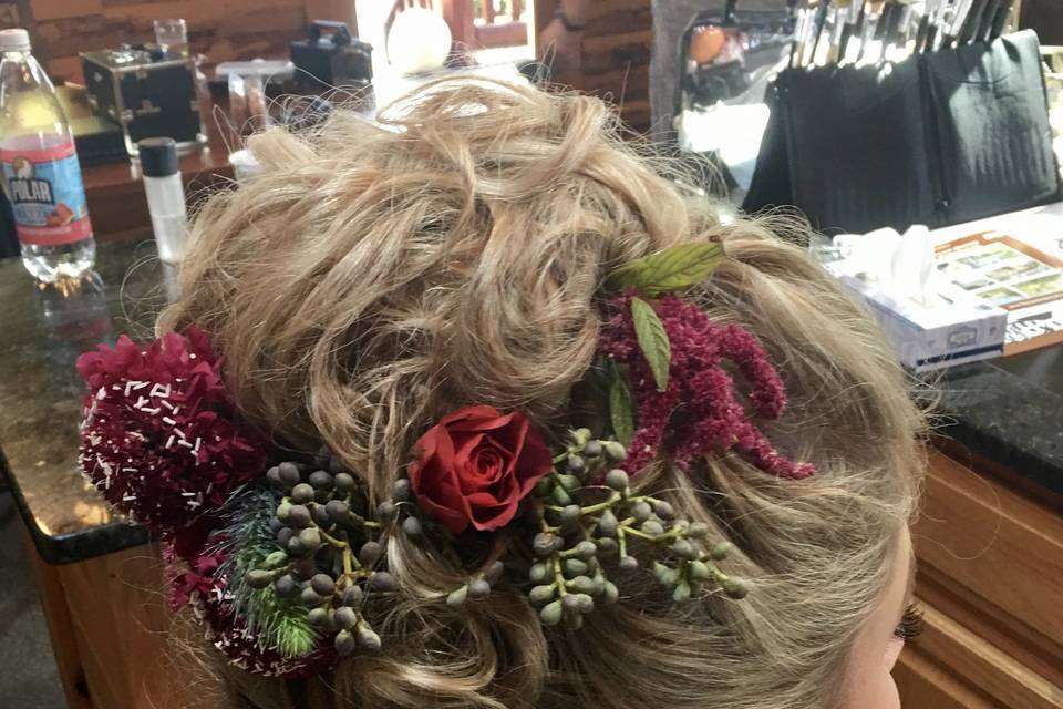 Flowers on updo