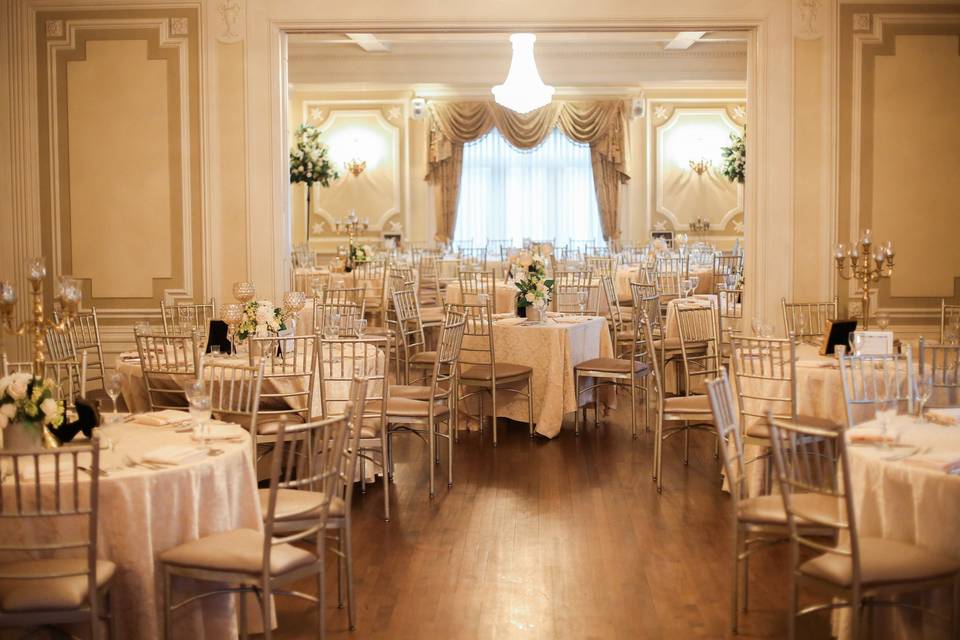 Fireplace decorated for a wedding, photo credit: Megan Savage Photography