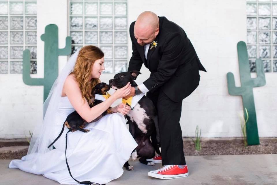 Couple's photo with their pets
