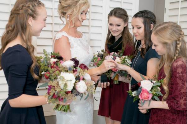 The bride with her bridesmaids