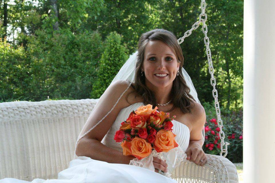 Bride with summer bouquet
