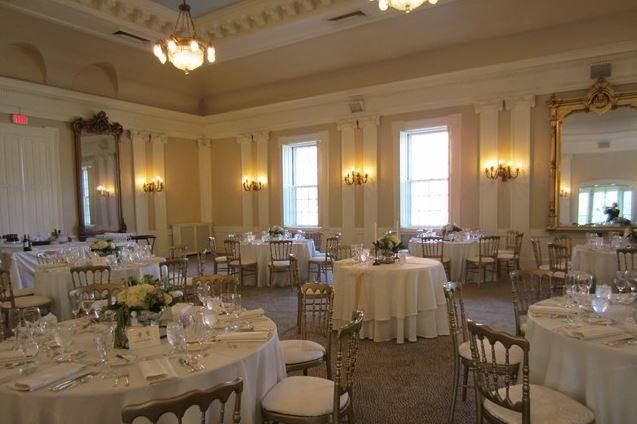 day wedding reception in upstairs ballroom.