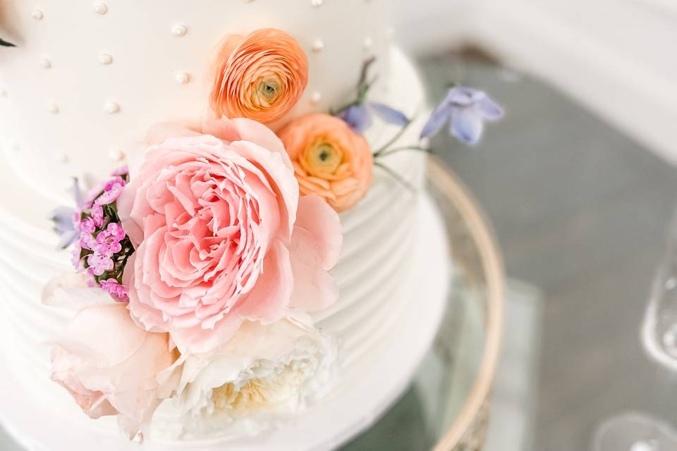 Whimsical floral cake