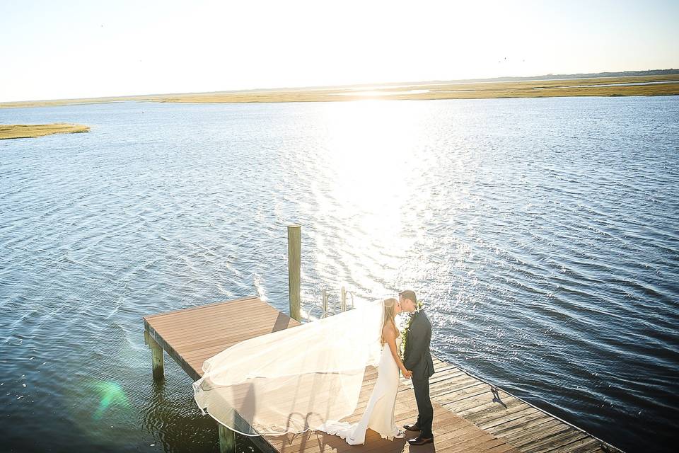 Kissing on the dock