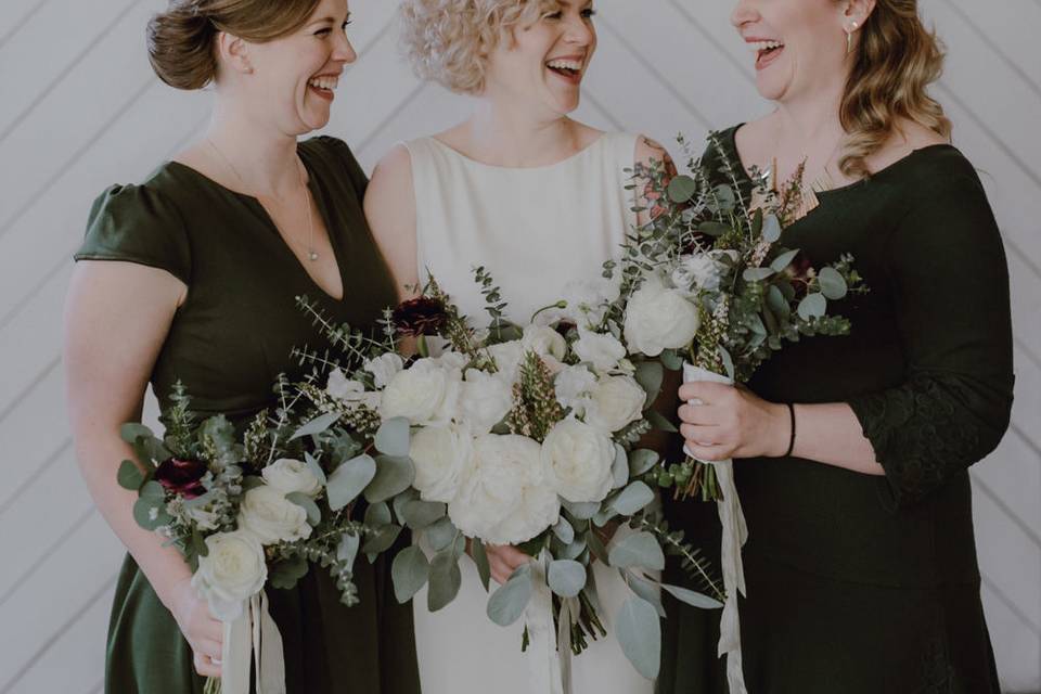 Bride with bridesmaids