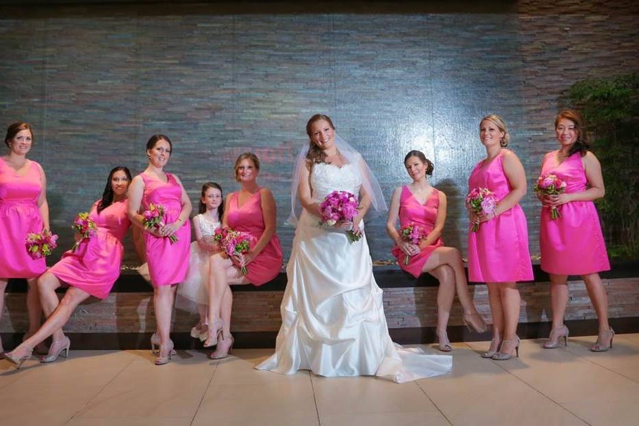 Bride with bridesmaids