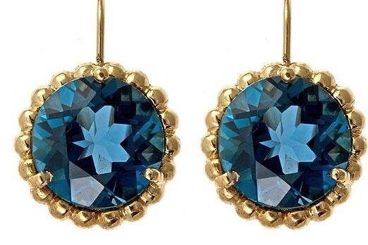 Bubble drop earrings in 18k gold and London Blue topaz. Can be made with any stone and metal combination.