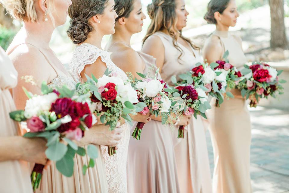 The bride with her bridesmaids