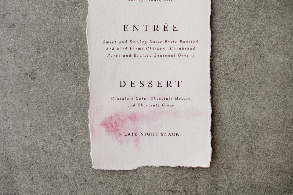 |Reception menu