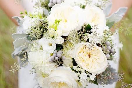 The bride holding her bouquet