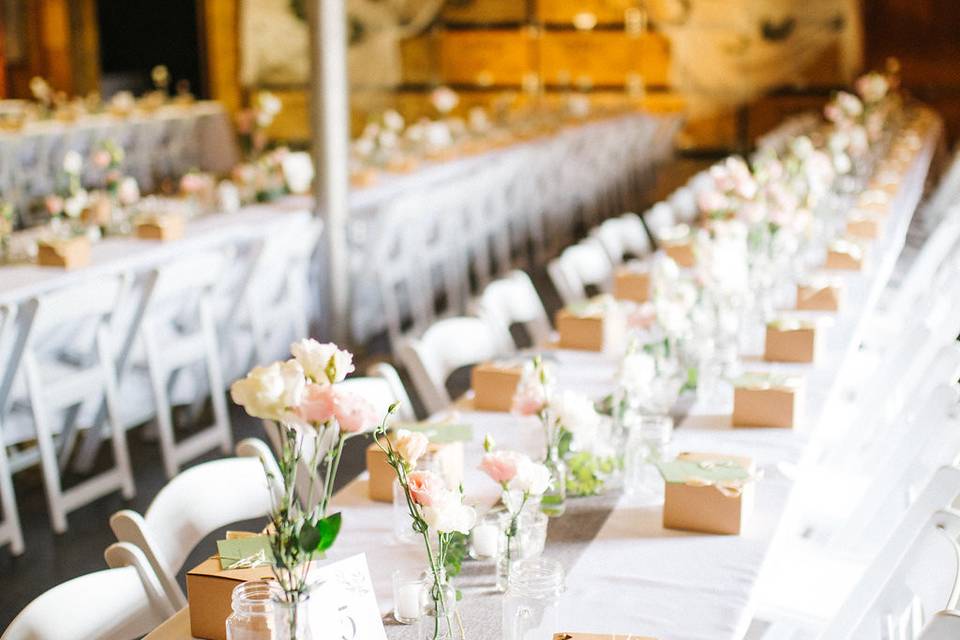 Table setup with centerpiece