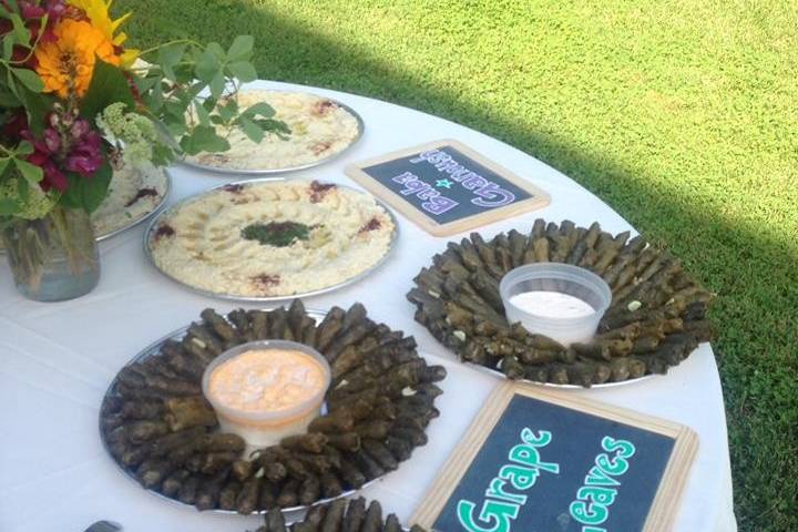 Grape leaves and hummus