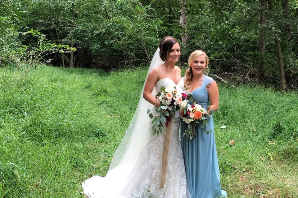 The bride with her bridesmaid