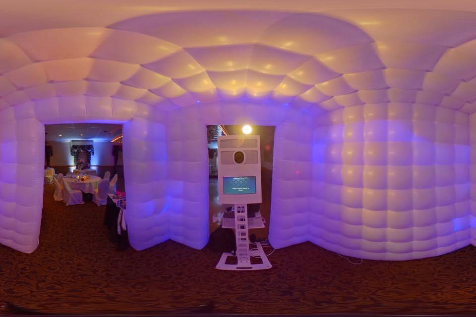 Enclosed booth inside