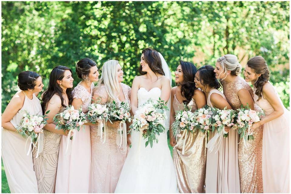 The bride and bridesmaids