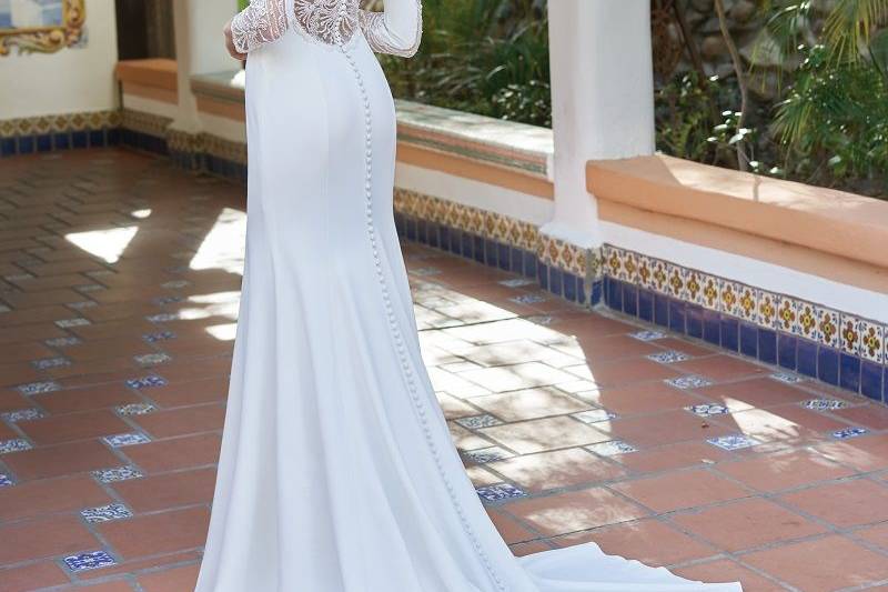 Long back wedding dress