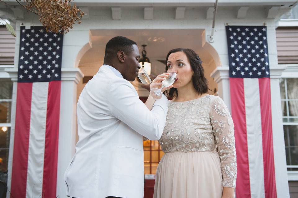 Couple toasting