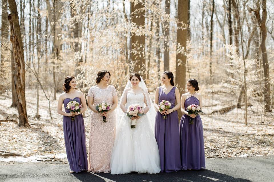 Bride and her bridesmaids