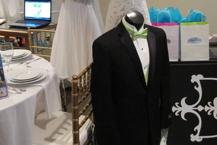 Bridal gown and tuxedo