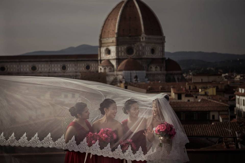 The bride with friends