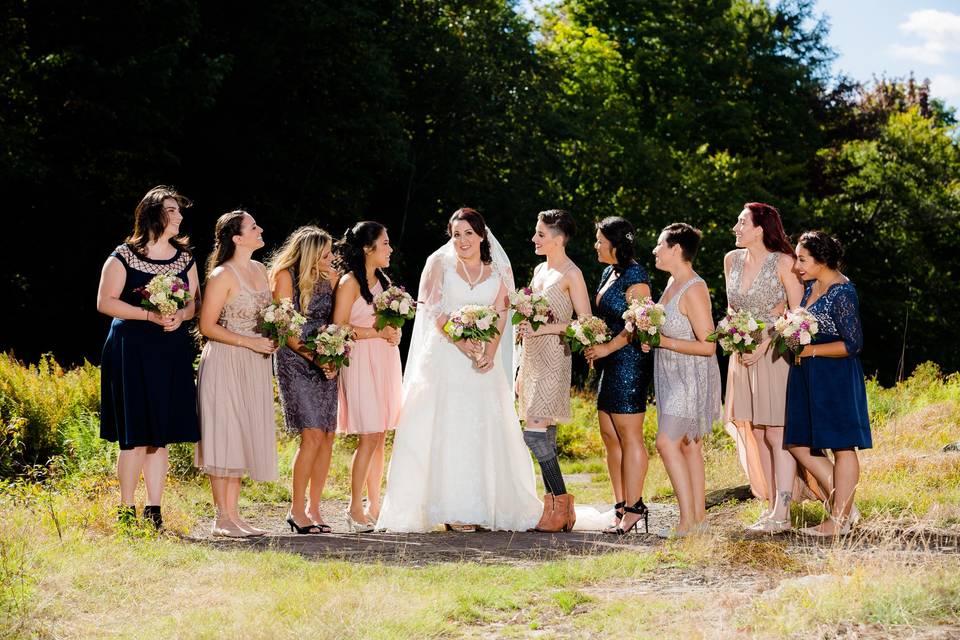 Bride with bridesmaids