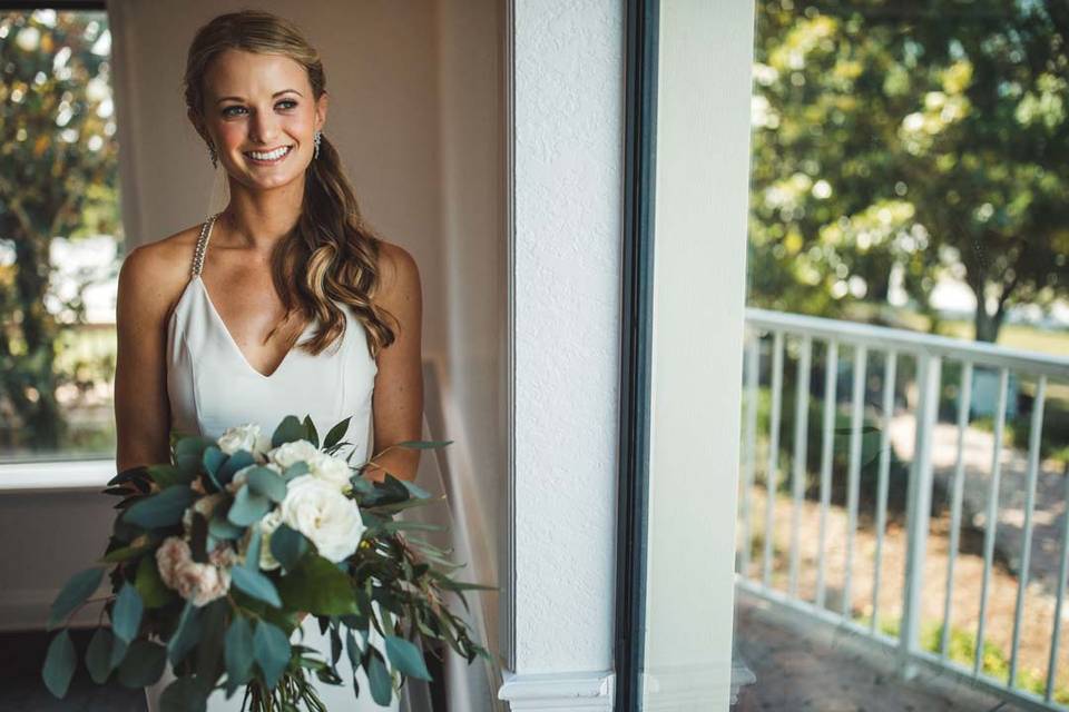 Bride in White Ballroom