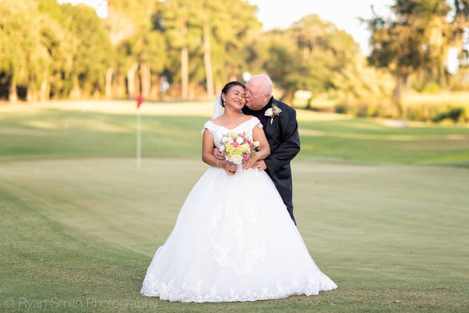 Senior bride and groom