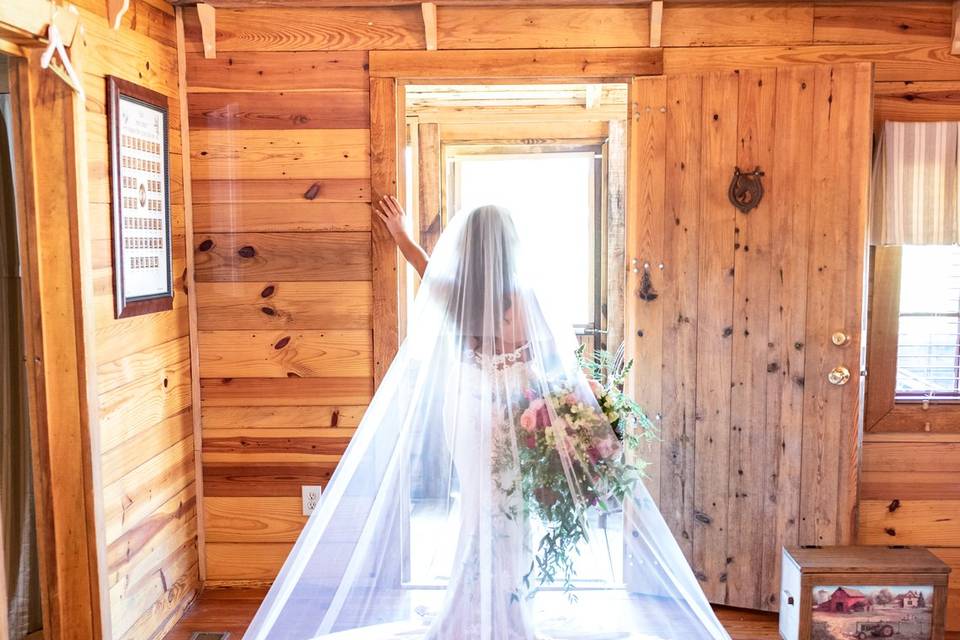 Bride standing in doorway