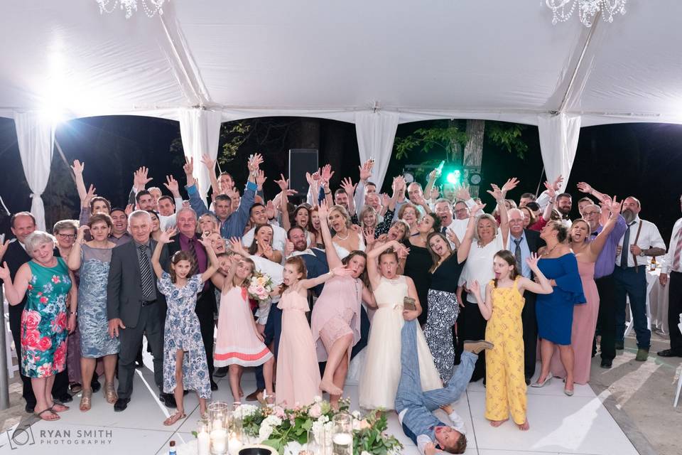 Group portrait on dance floor