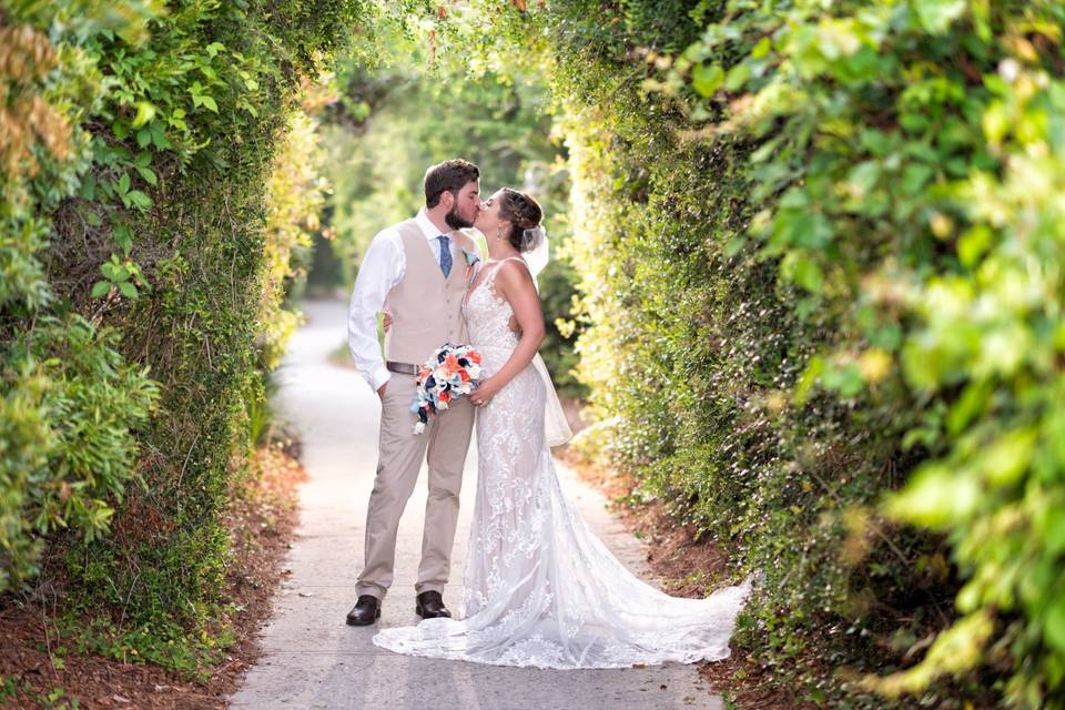 An intimate moment on a beach path