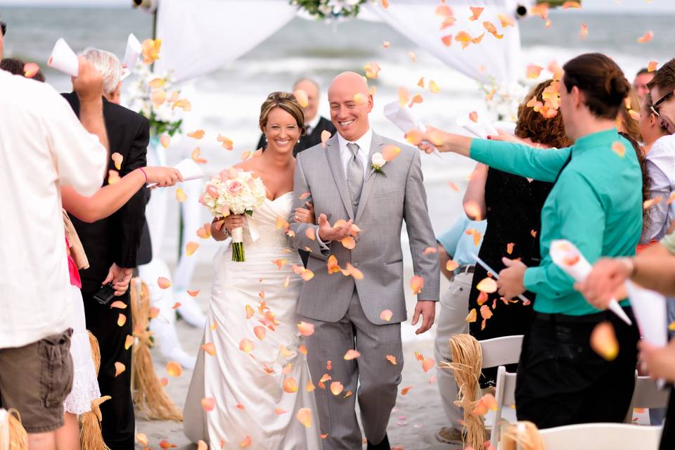 Throwing flower petals