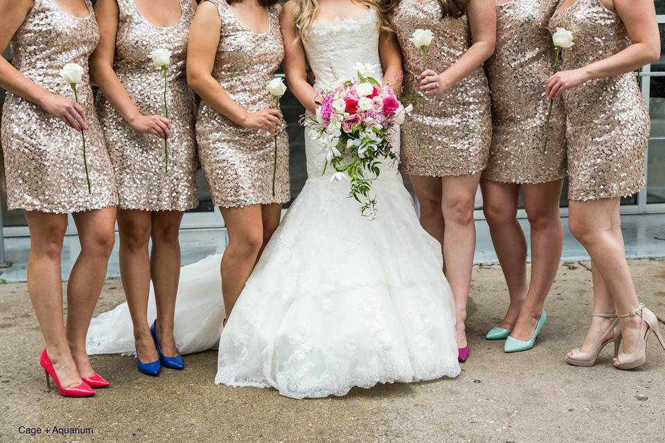 Bride along with bridesmaids