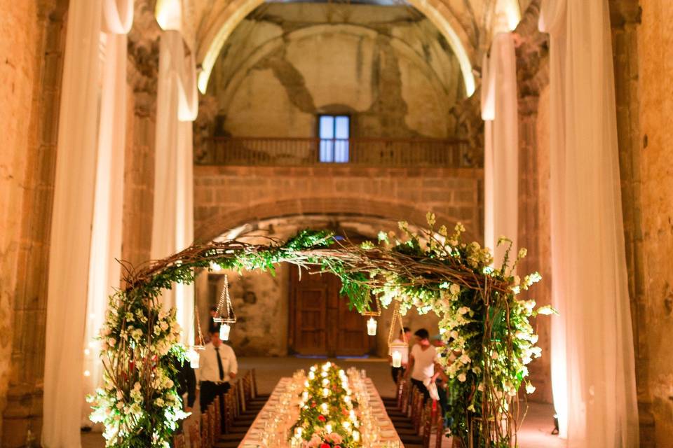 Indoor wedding venue setup