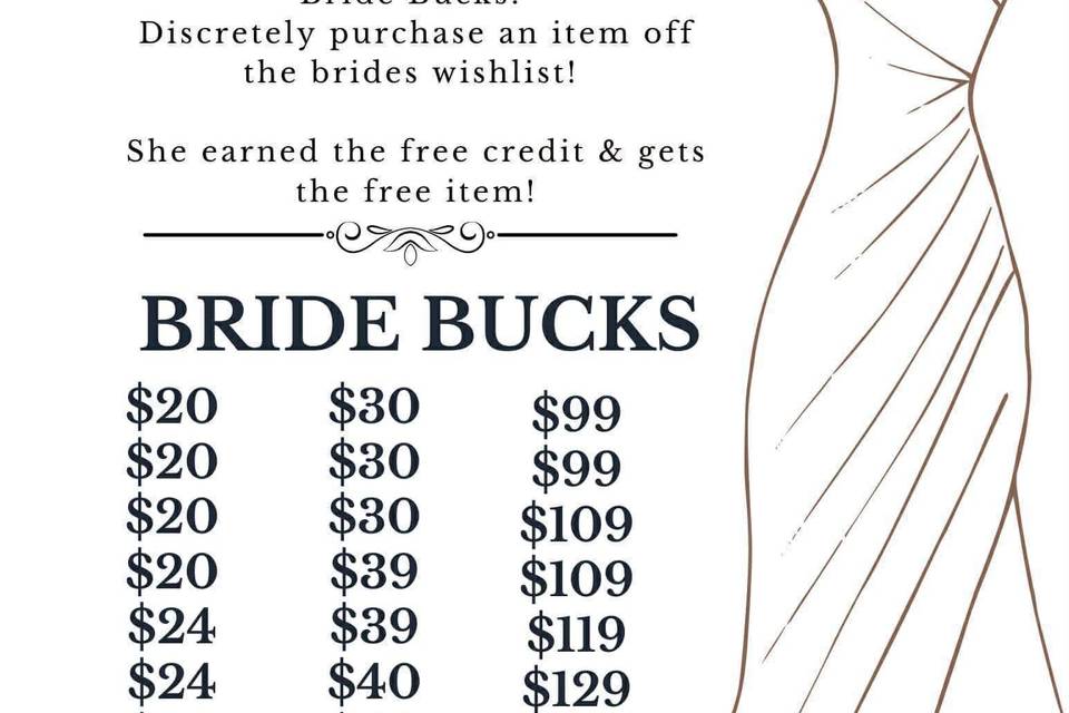 Bride Bucks!
