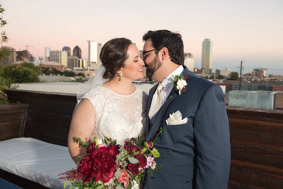 Skyline at a rooftop wedding