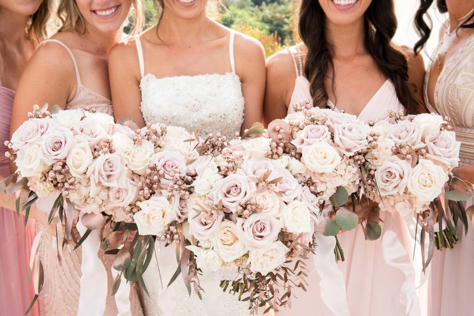 Bride and the bridesmaids