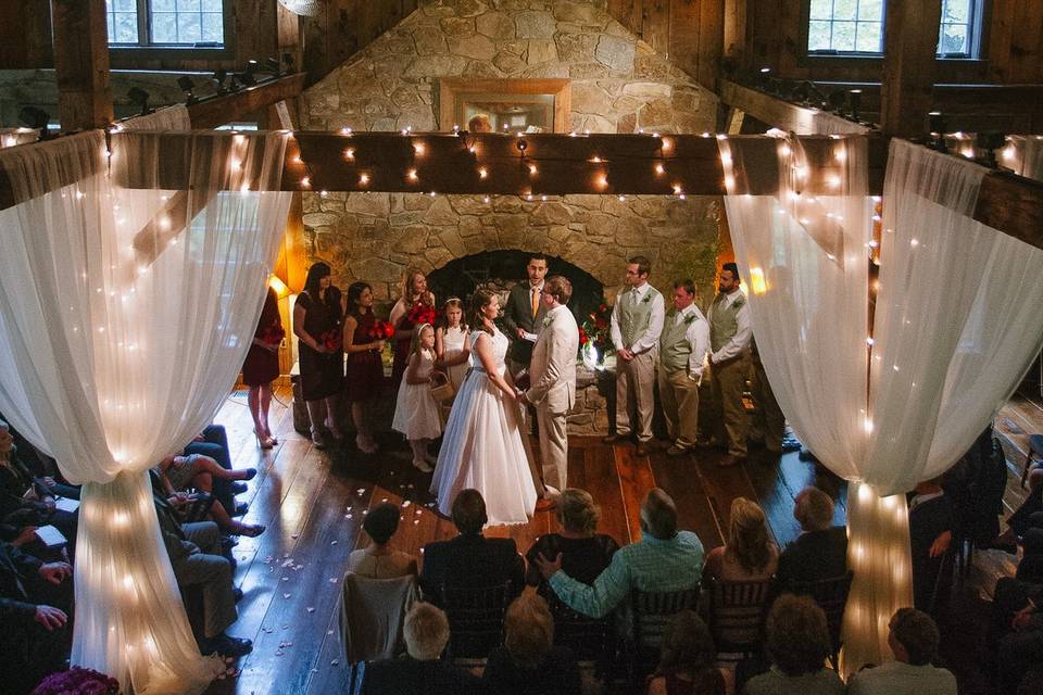 Ceremony at our Fireplace