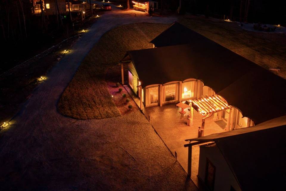 Lodge entrance evening