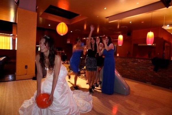 The bride and her bridesmaids