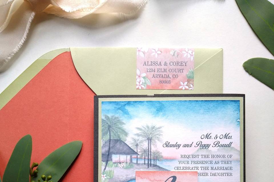 Custom Maui Wedding Invite