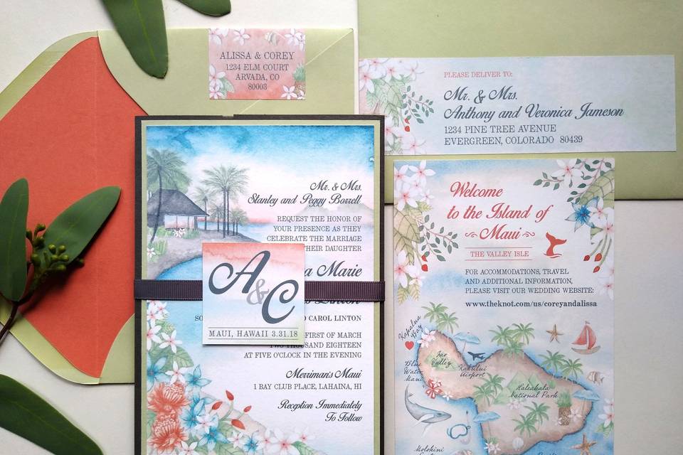 Custom Maui Wedding Invite