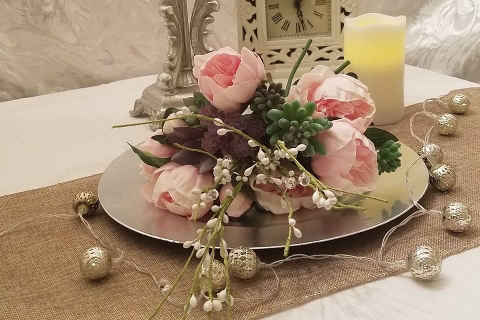Peony and succulent bouquet
