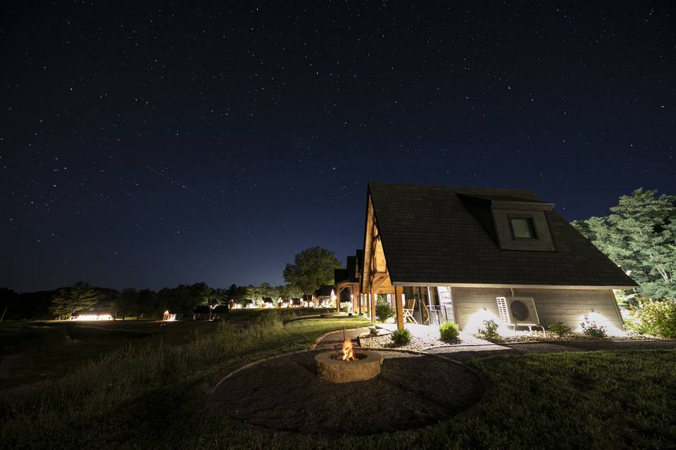 Cabin at night