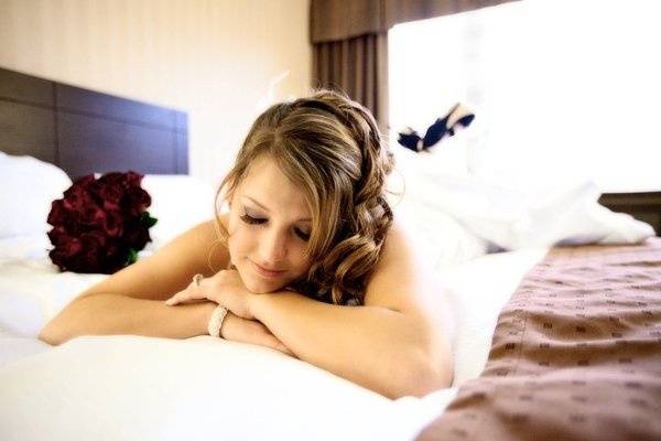 Bride on bed