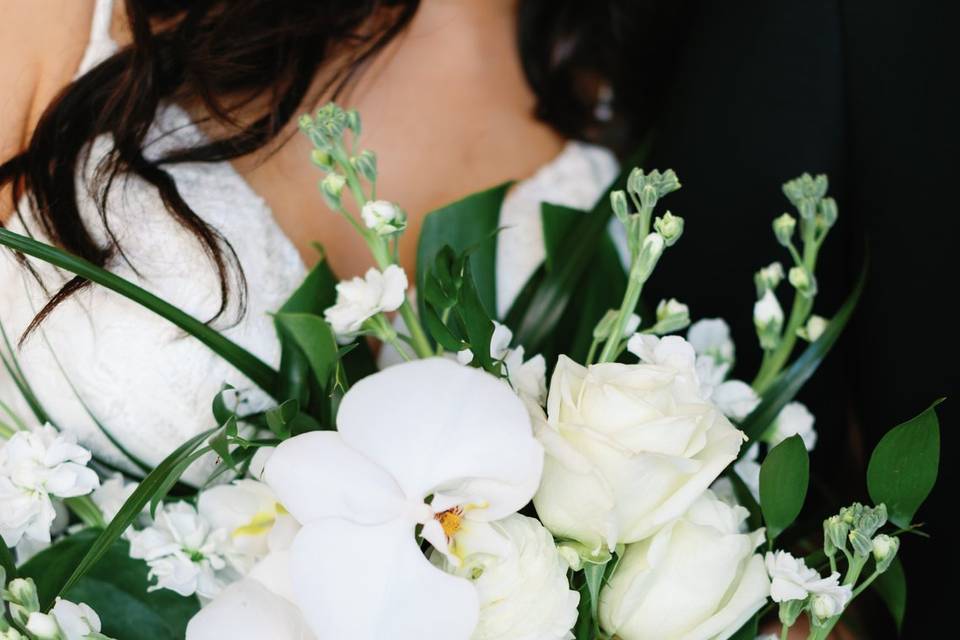 Bride holding bouquet