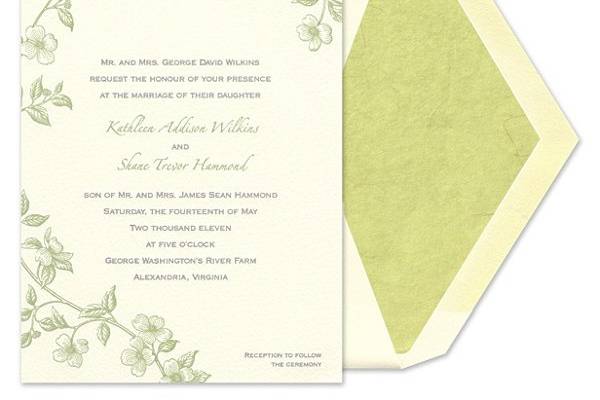 Dogwood Flat Ecru Invitation by William Arthur