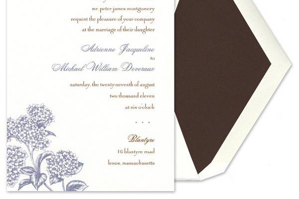 Hydrangea White Flat Invitation by William Arthur