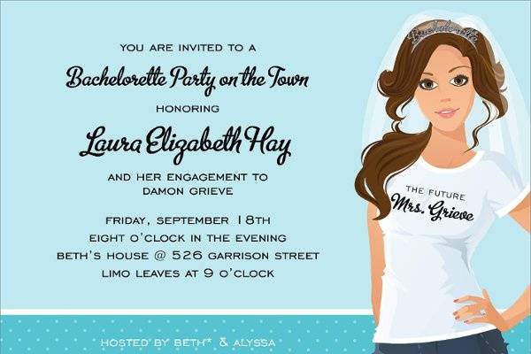 T-Shirt Brunette Bachelorette Party Invitations by Noteworthy Collections