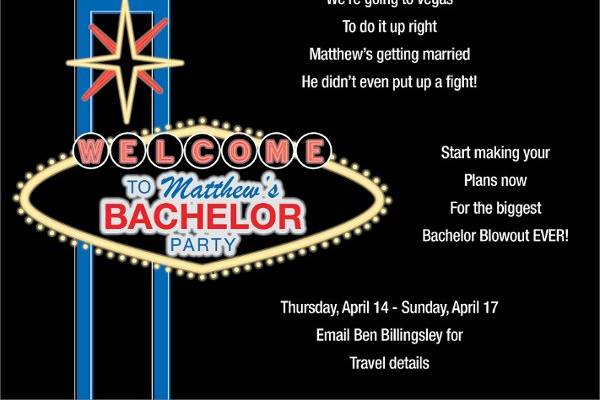 Night in Vegas Bachelor Party Invitation by Noteworthy Collections